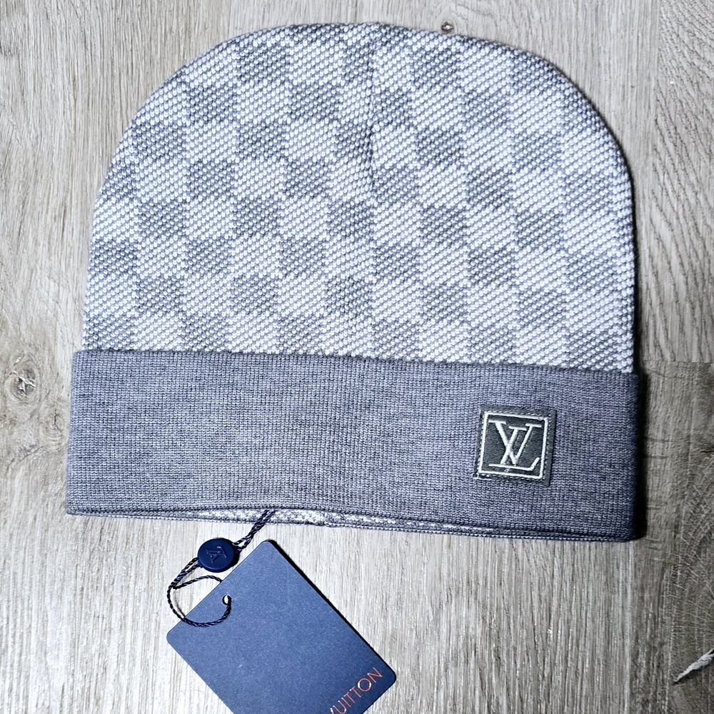 Gray Checkered Beanie